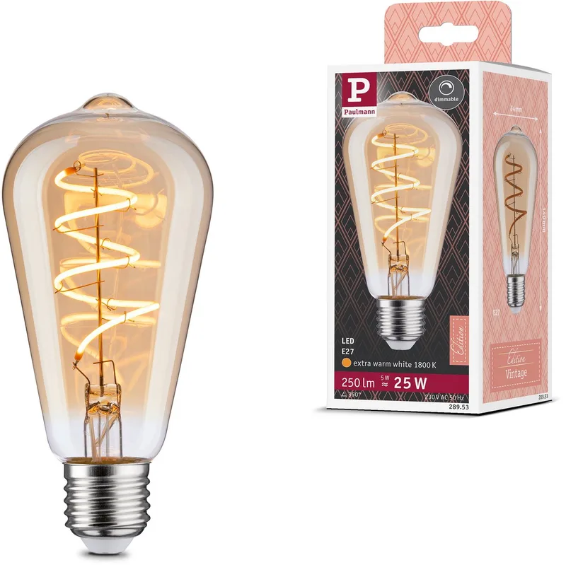 Paulmann 28953 LED E27 forme spéciale 5 W or (Ø x H) 64 mm x 140 mm 1 pc(s) de Paulmann – photo produit