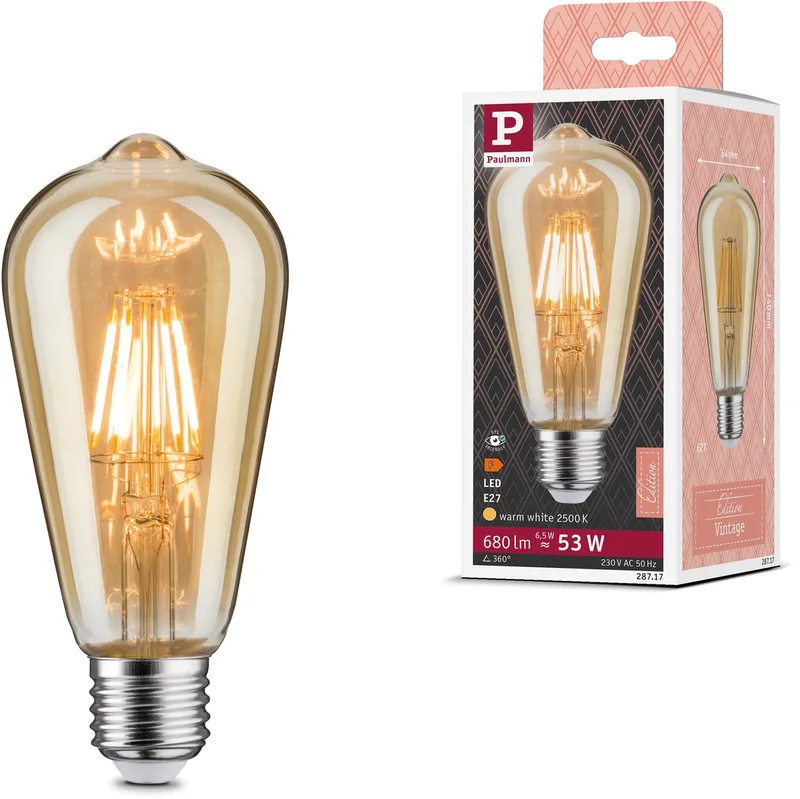 Paulmann 28717 LED CEE F (A - G) E27 6.5 W blanc chaud (Ø x H) 64 mm x 140 mm 1 pc(s) de Paulmann – photo produit