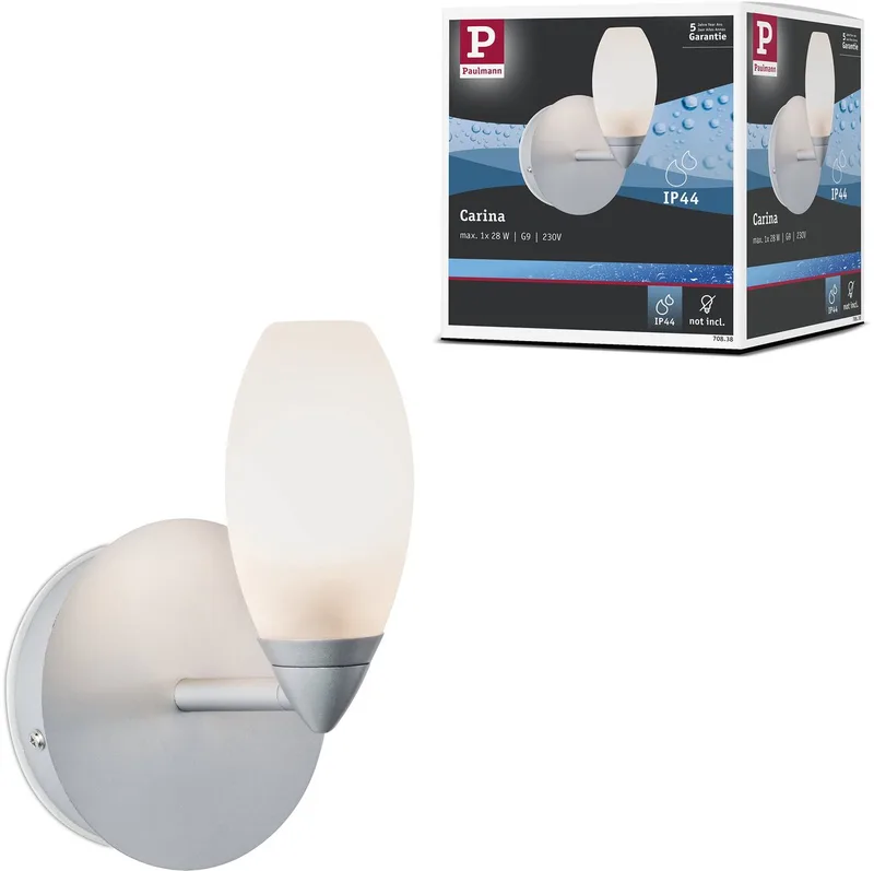 Wandlamp Carina IP44 G9 230V max. 28W dimbaar Chroom mat, Satijn fra Paulmann i Chroom mat, Satijn – produktbillede