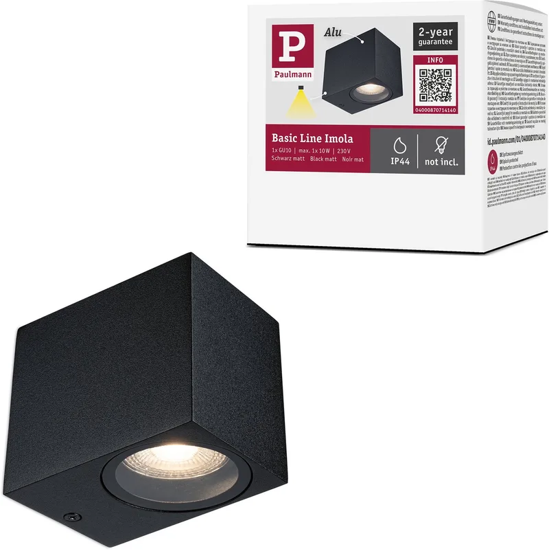 Wandlamp Imola IP44 GU10 230V max. 10W fra Paulmann i Zwart mat – produktbillede