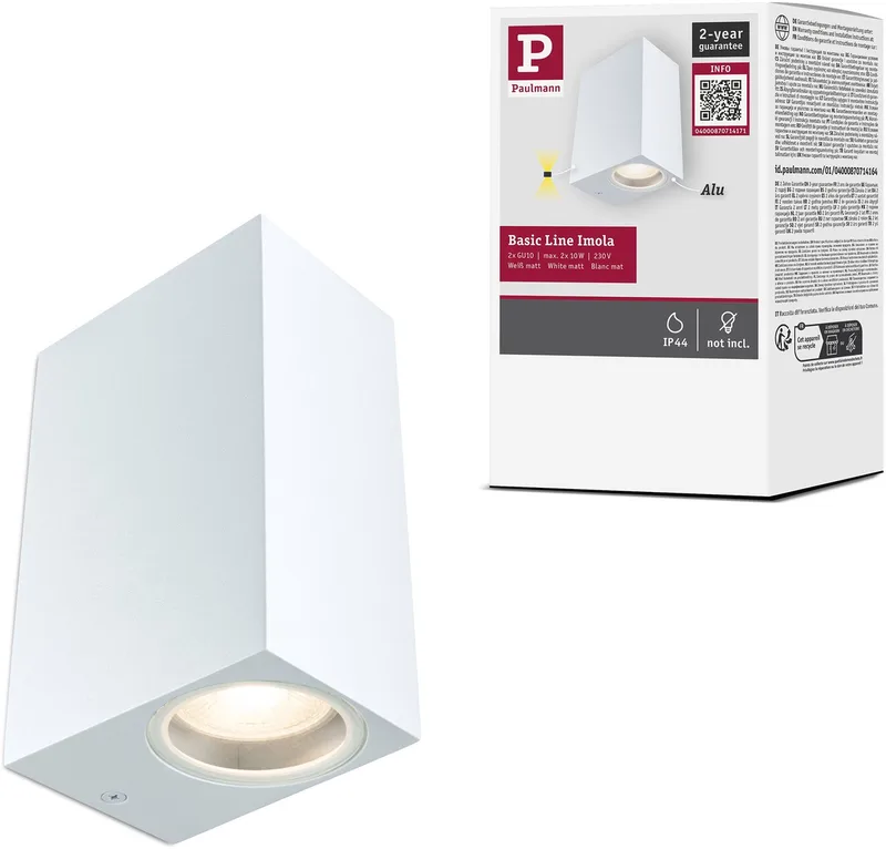 Wandlamp Imola IP44 GU10 230V max. 2x10W de Paulmann en Wit mat – photo produit