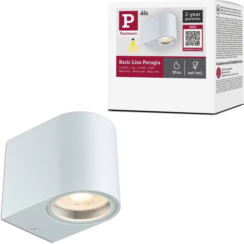 Wandlamp Perugia IP44 GU10 230V max. 10W van Paulmann in Wit mat – productfoto