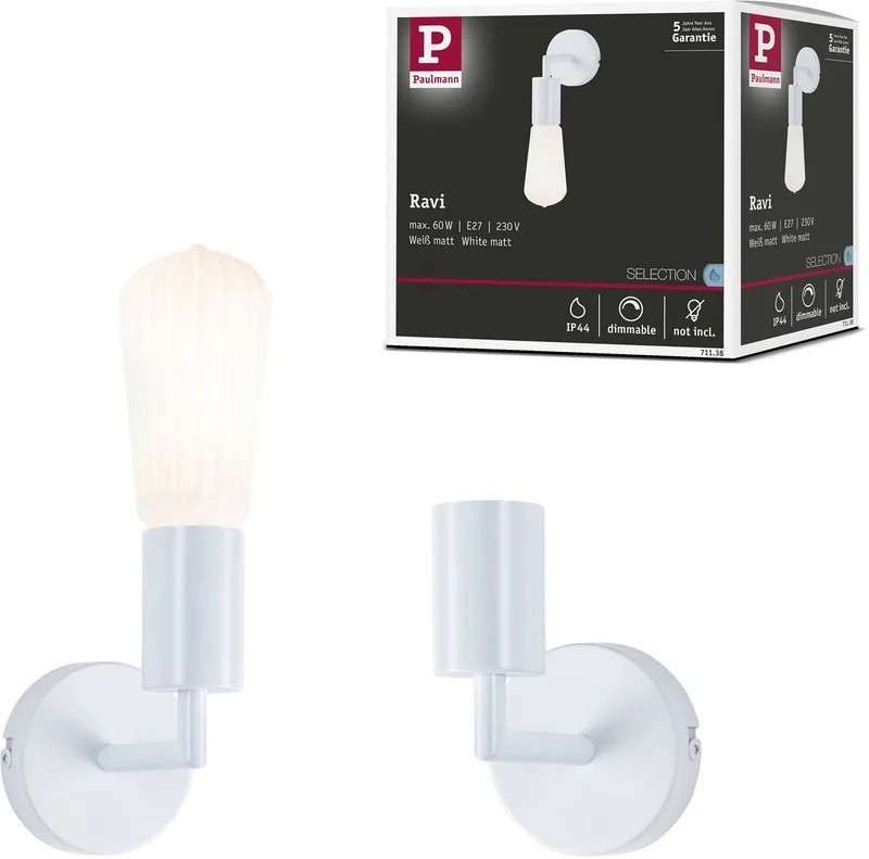 Ravi væglampe E27, mat hvid fra Paulmann i Wit mat – produktbillede