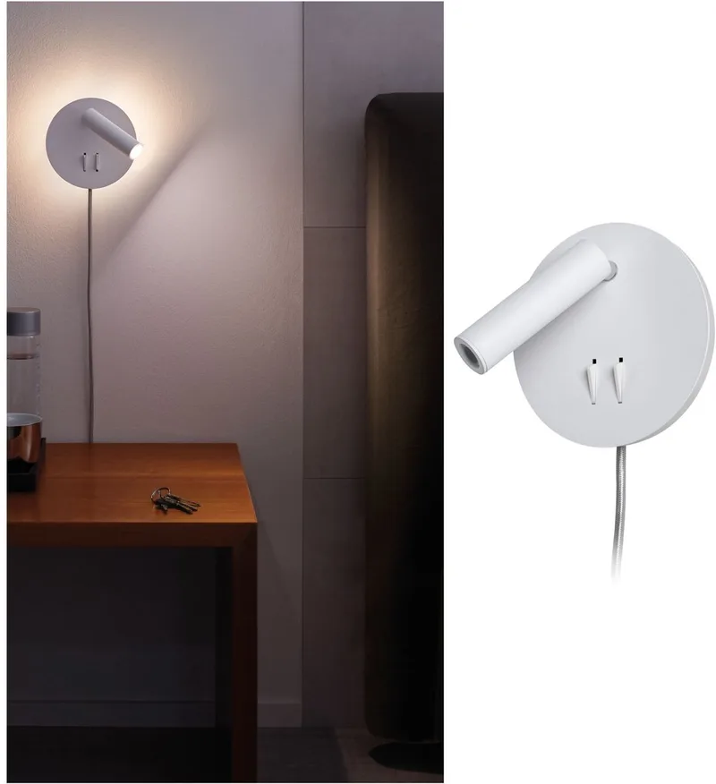 Wandlamp Tabari 3000K 407lm / 100lm 230V 3,2W / 1,2W Wit, Chroom fra Paulmann i Hvid, Krom – produktbillede