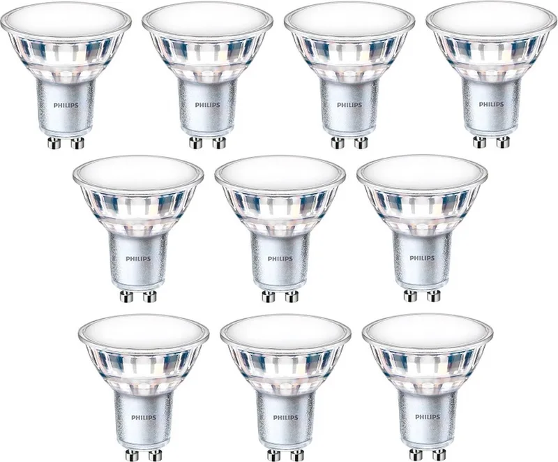 10 stuks | Philips LED GU10 4.9W/830 120º 550lm Niet-Dimbaar Ø5cm | GU10 50mm | Warm Wit | 4.9 watt | 15.000 Branduren fra Philips – produktbillede