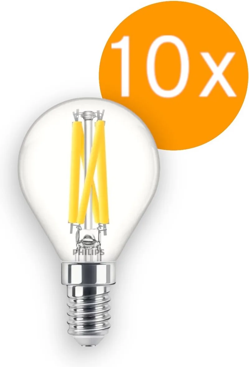 10 stuks | Philips LED Kogellamp 3.4W/927-922 470lm Helder DimTone | Beste kleurweergave | E14 | Extra Warm Wit | 3.4 watt | 25.000 Branduren de Philips – photo produit