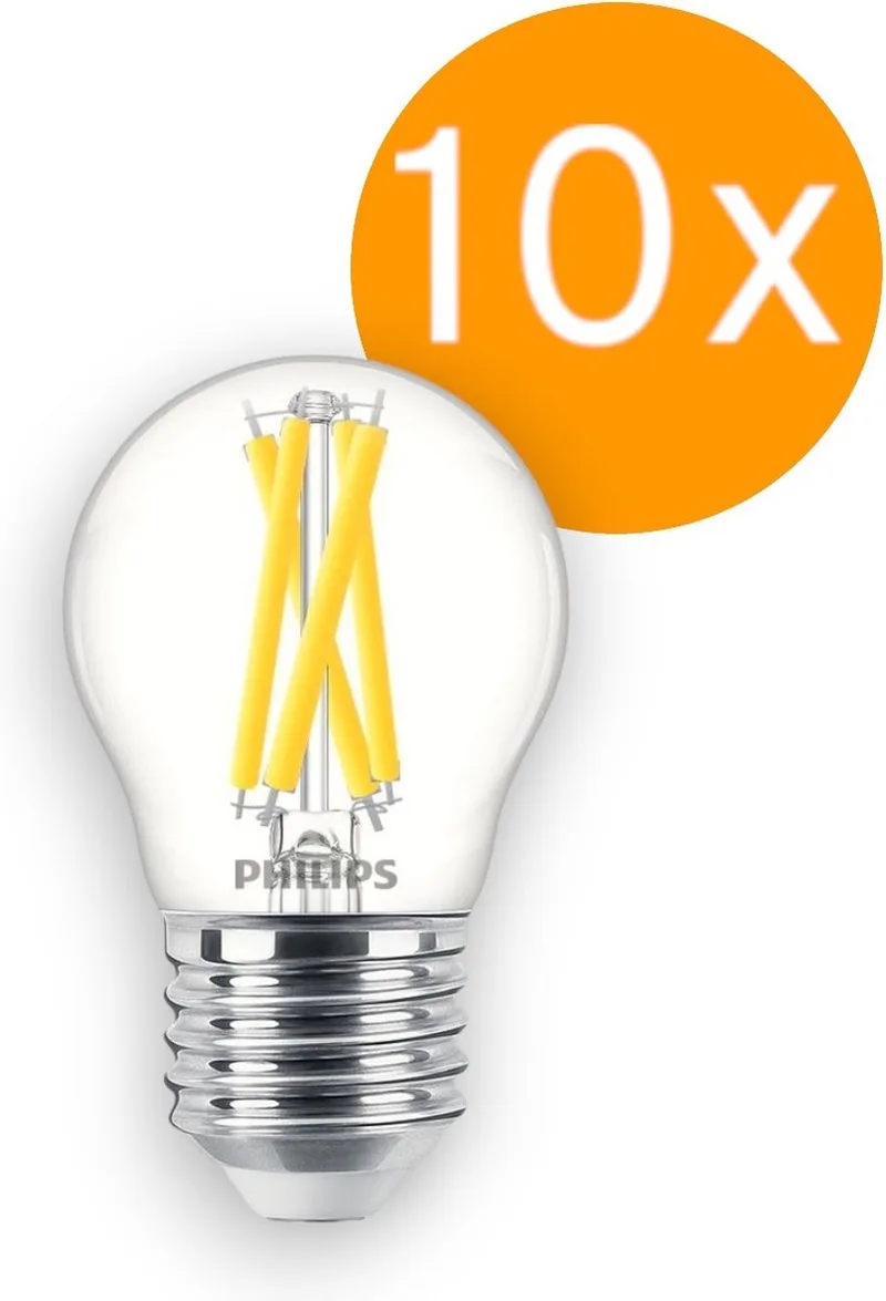 10 stuks | Philips LED Kogellamp 3.5W/927-922 470lm Helder DimTone | Beste kleurweergave | E27 | Extra Warm Wit | 3.5 watt | 25.000 Branduren de Philips – photo produit
