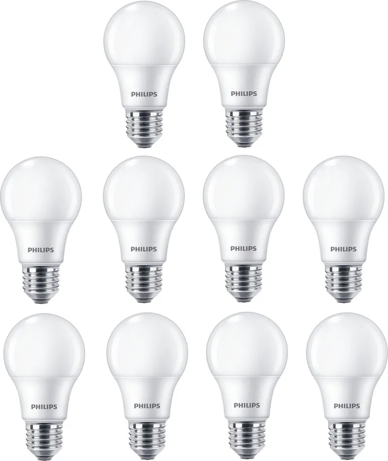10 stuks | Philips LED lamp 10W 1055lm 6500K Daglicht Mat Niet-Dimbaar A60 | E27 | Dag Licht | 10 watt | 15.000 Branduren van Philips – productfoto