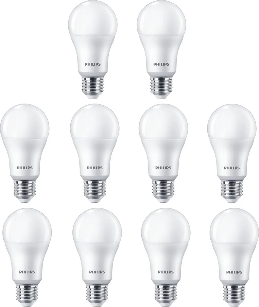 10 stuks | Philips LED lamp 13W 1521lm 6500K Daglicht Mat Niet-Dimbaar A60 | E27 | Dag Licht | 13 watt | 15.000 Branduren de Philips – photo produit