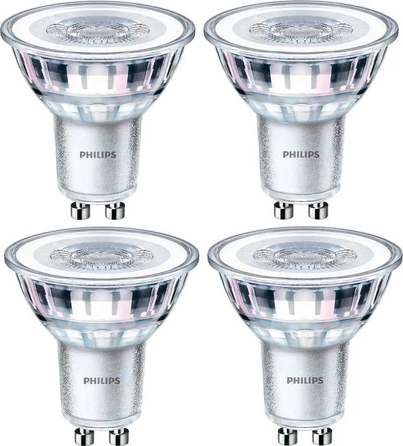 4 stuks | Philips LED GU10 3.5W/840 Koel Wit 36º 275lm Niet-Dimbaar Ø5cm | GU10 50mm | 3.5 watt | 15.000 Branduren de Philips – photo produit