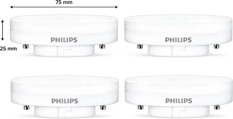 4 stuks | Philips LED GX53 5.5W 500lm 2700K Mat Niet-Dimbaar | GX53 | Extra Warm Wit | 5.5 watt | 15.000 Branduren de Philips – photo produit
