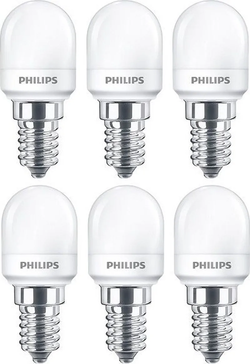 6 stuks | Philips LED Koelkastlamp 1.7W 150lm 2700K Ø2.5x5.9cm Niet-Dimbaar | E14 | Extra Warm Wit | 1.7 watt | 15.000 Branduren de Philips – photo produit