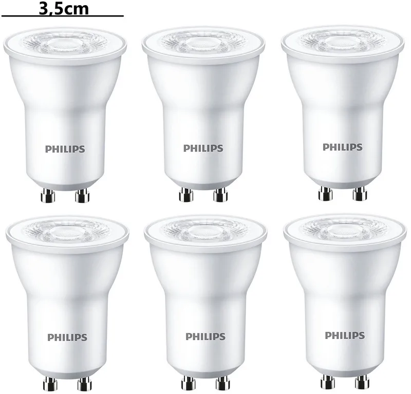 6 stuks | Philips LED PAR11 GU10 3.5W 240lm 2700K 36º Niet-Dimbaar Ø3.5cm | GU10 35mm | Extra Warm Wit | 3.5 watt | 25.000 Branduren by Philips – product photo