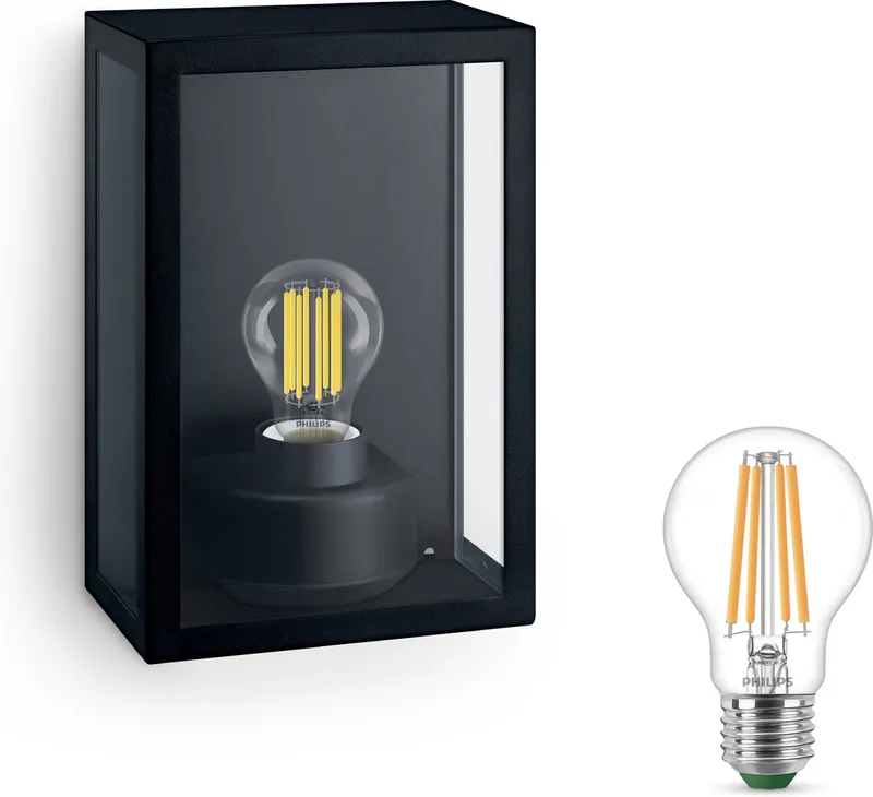 Alzor Wandlamp voor Buiten - Buitenlamp - E27 - Warmwit Licht - Niet Dimbaar de Philips en Noir – photo produit