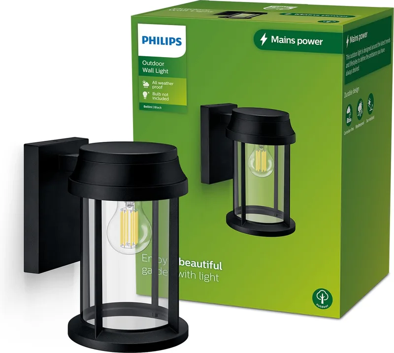 Bellini udendørs væglampe, Ø 16 cm fra Philips i Sort – produktbillede