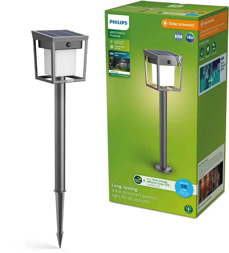 Lampadaire dextérieur solaire Philips LED 929004631801 Blaise LED LED intégrée 1.5 W anthracite de Philips en Anthracite – photo produit