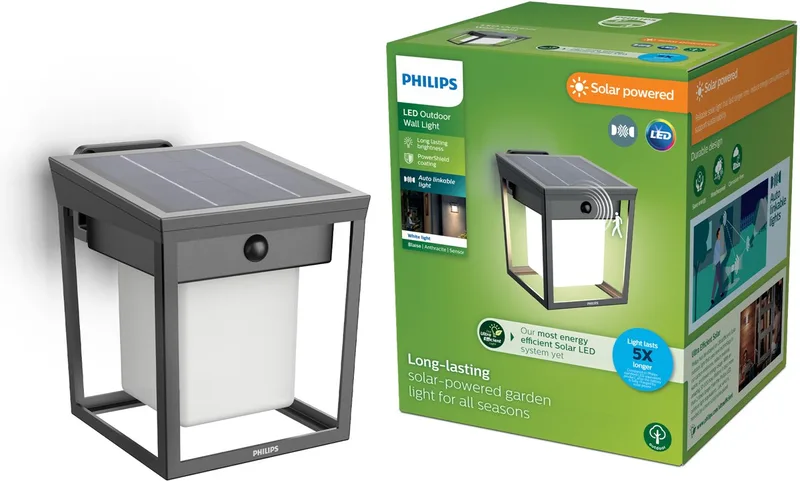 LED Blaise 929004631501 Applique solaire extérieure avec détecteur de mouvement LED LED intégrée 1.5 W anthracite de Philips en Anthracite – photo produit