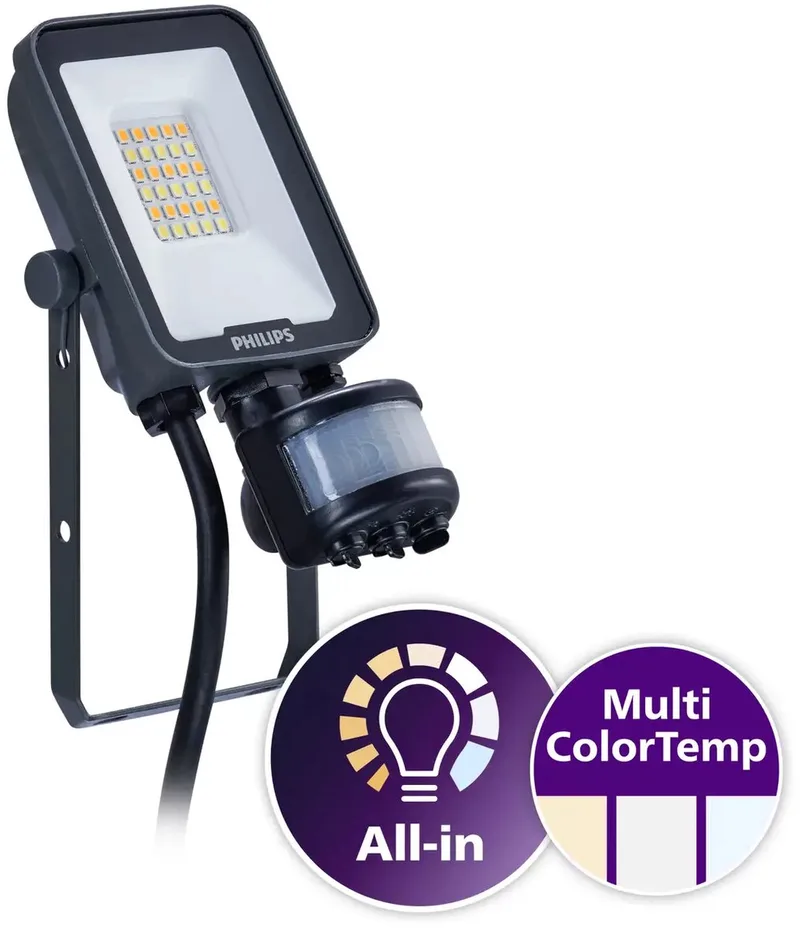 Breedstraler Ledinaire BVP167 10W 1200lm 110D - 830-840-865 CCT | IP65 - Bewegings- en Lichtsensor - Symmetrisch de Philips en Vert foncé – photo produit