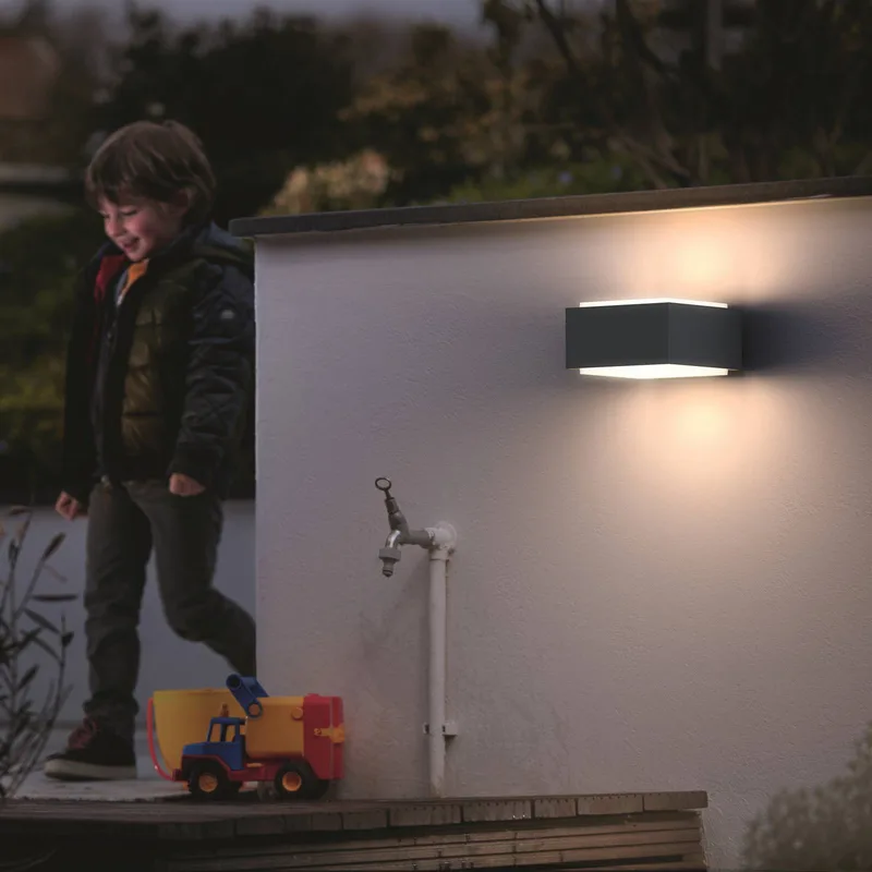 buitenwandlamp Hedgehog, antraciet, set van 2 de Philips en Anthracite, Blanc – photo produit