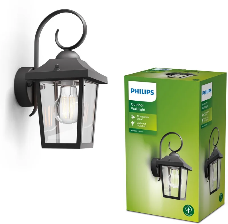 Buzzard utomhus vägglampa från Philips i Svart – produktbild