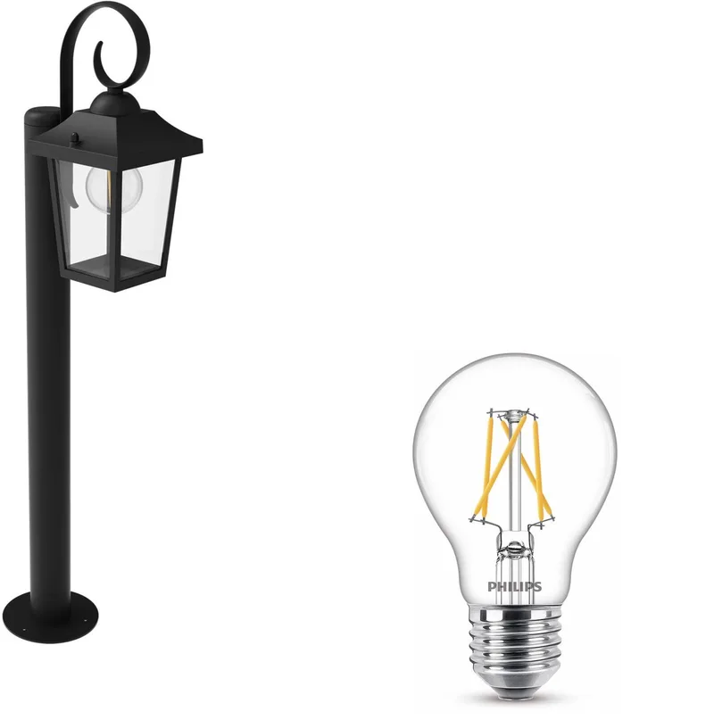 Buzzard Sokkel voor Buiten - Buitenlamp - E27 - Warmwit Licht - Niet Dimbaar von Philips in Schwarz – Produktfoto