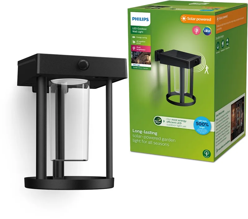 Camill solar wandlamp rond - Ultra Efficient - met helder lichtelement fra Philips i Rød – produktbillede