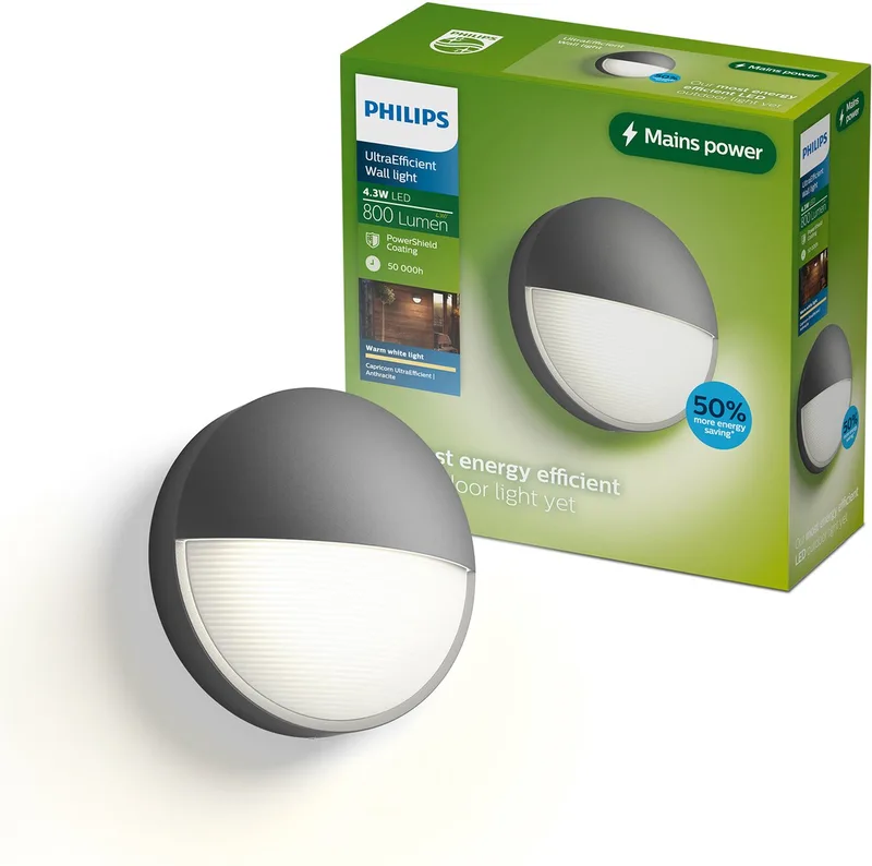 Capricorn Wandlamp - Buitenverlichting - Weerbestendig: IP44 - Warmwit licht: 2700K från Philips i Antracit – produktbild