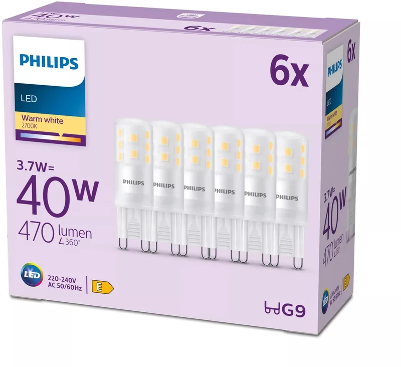 LED-Lampe 470lm 37W827 40W 6-pack G9 von Philips – Produktfoto