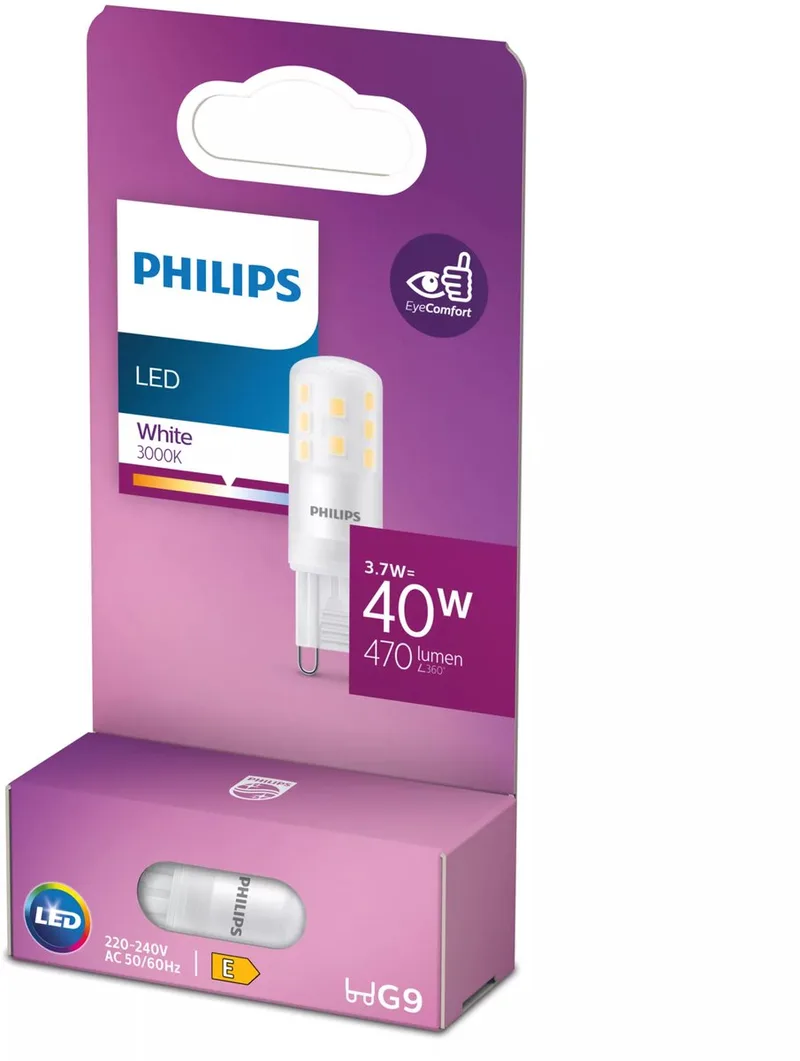 Capsule - G9 fitting - Helderwit licht - Energiezuinig: 3,7W fra Philips – produktbillede