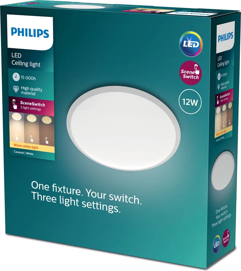 Cavanal plafondlamp - rond - klein - warmwit licht - 12 W de Philips en Blanc – photo produit