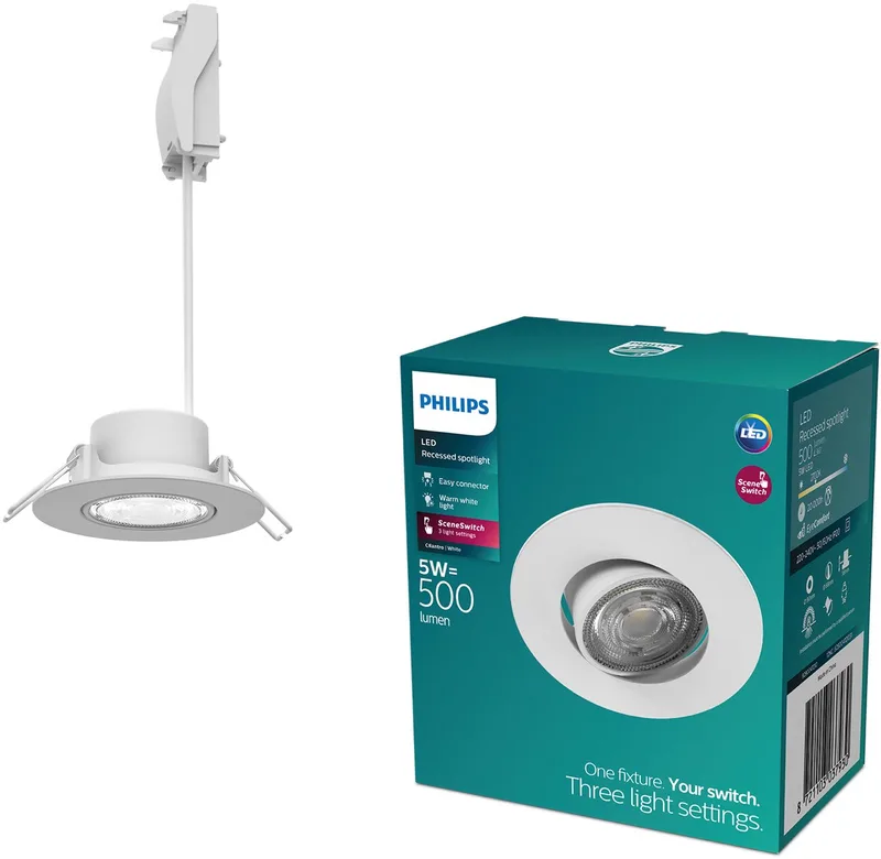 Cilantro inbouwspot - SceneSwitch lichttechnologie - 5W - Warmwit licht: 2700K by Philips in White – product photo