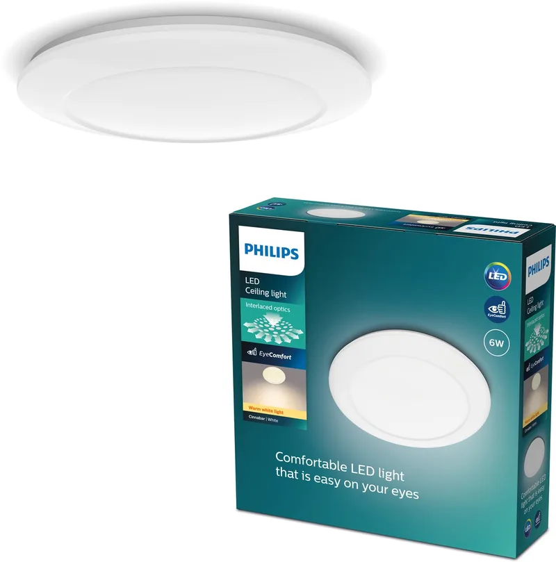 Cinnabar plafonnière - warmwit licht - 25cm de Philips en Blanc – photo produit