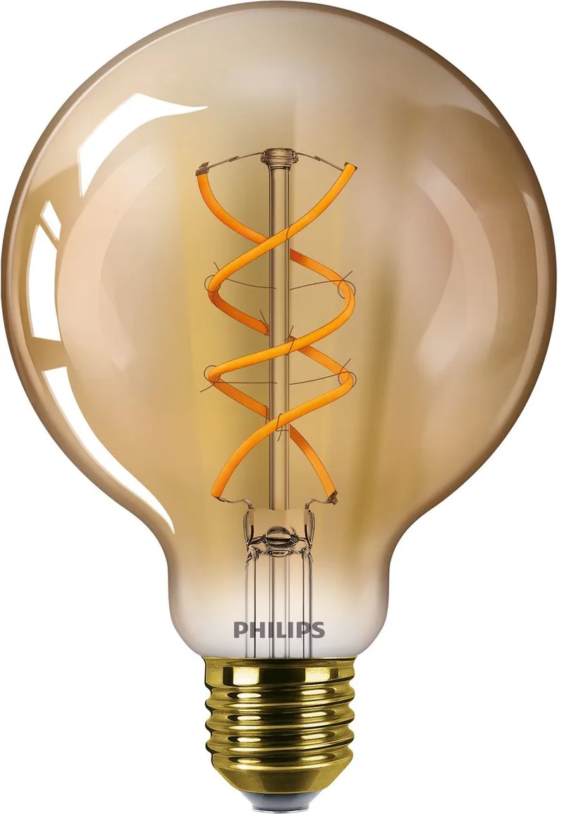 CLA LED Globelamp E27 Fitting - 5W - G93 - 95x142 mm - Extra Warm Wit - Goud van Philips – productfoto