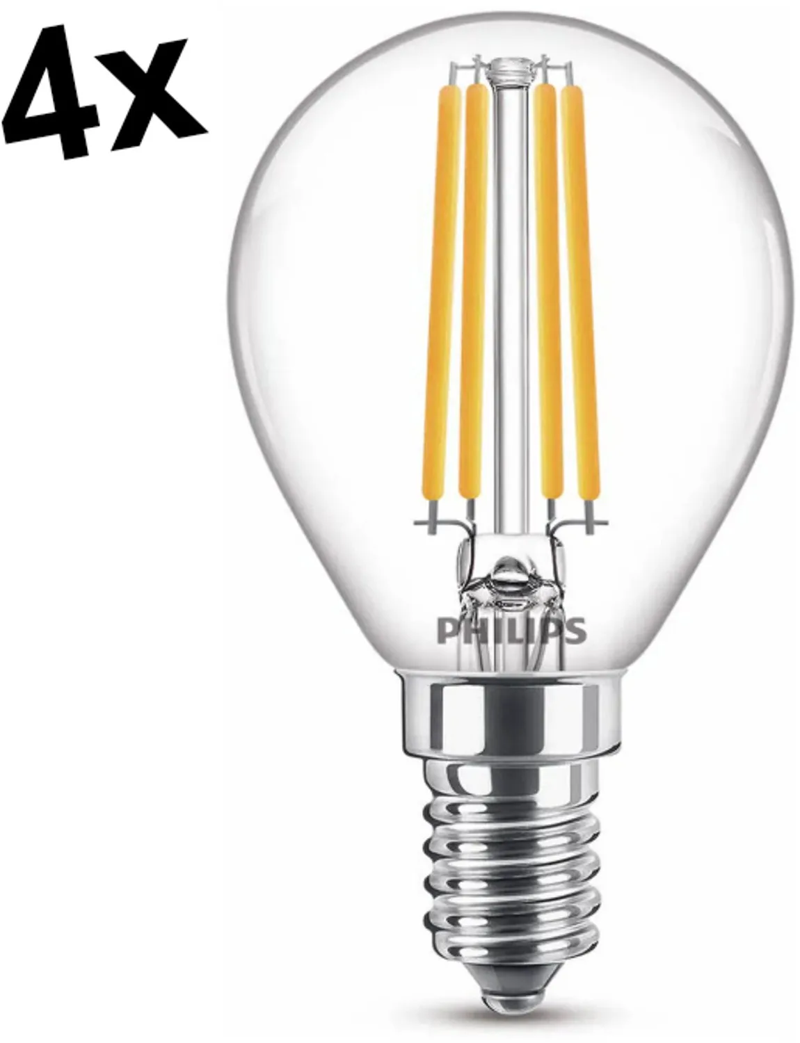 Classic Kogellamp E14 | 2.2W (Vervangt 25W) | Helder Warmwit (2700K) | Voordeelverpakking 4 stuks de Philips – photo produit
