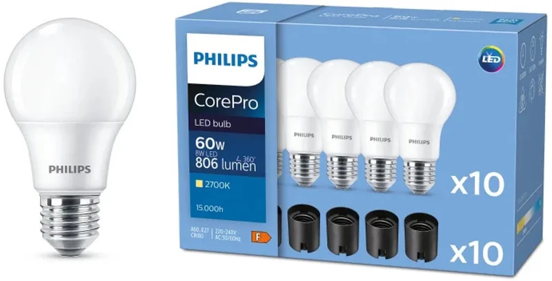 Corepro LED E27 Peer Mat 8W 806lm - 827 Zeer Warm Wit | Vervangt 60W fra Philips – produktbillede