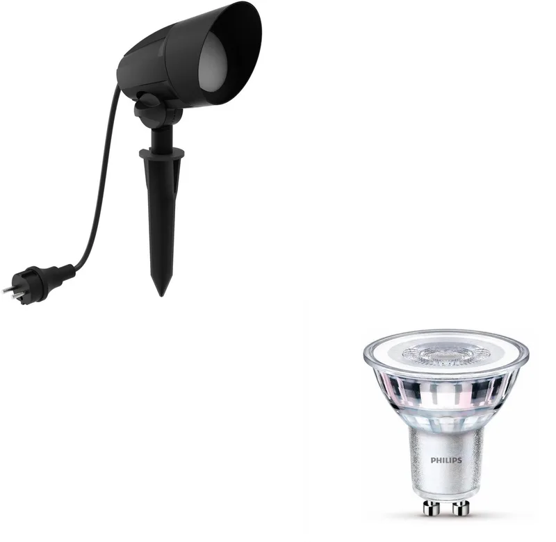 Cylr Tuinspot - GU10 - Warmwit Licht - SceneSwitch - Eenvoudig Dimbaar met Je Klassieke Schakelaar von Philips in Schwarz – Produktfoto