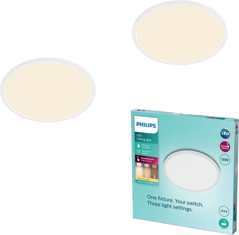 Philips 8721103042941 Plafonnier, Plafonnier LED LED 18 W blanc de Philips en Blanc – photo produit