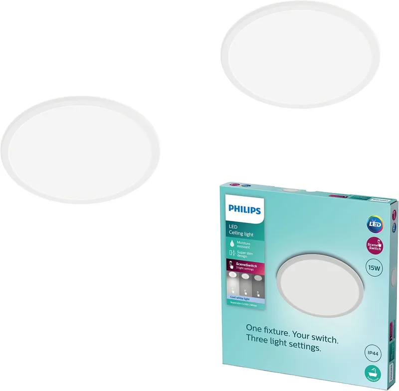 Philips 8721103042927 Plafonnier, Plafonnier LED LED 15 W blanc de Philips en Blanc – photo produit