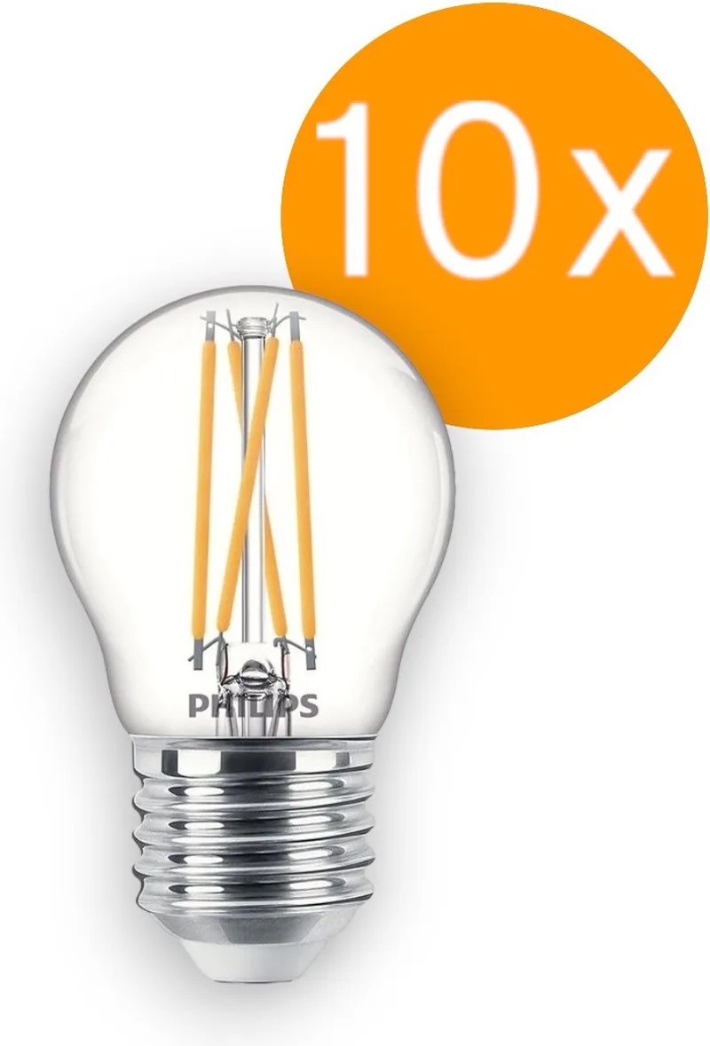 Doos 10x Philips E27 LED Kogellamp | 2.5W 2200K/2700K 220V/240V 922/927 | 340lm Dimbaar von Philips – Produktfoto