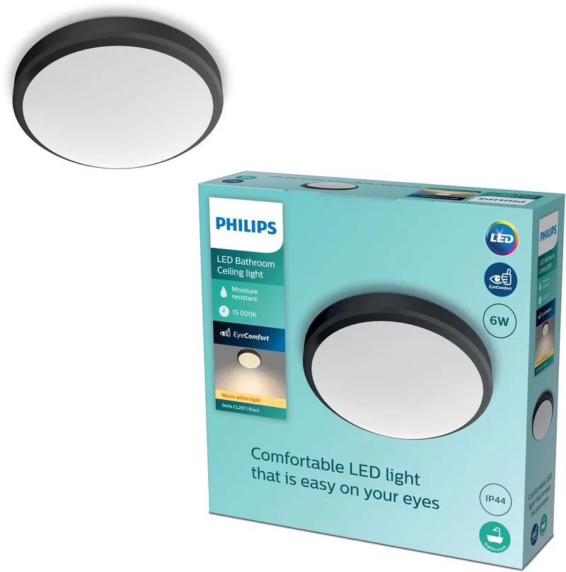 Doris LED-loftslampe 2700K sort Ø28cm fra Philips i Sort – produktbillede