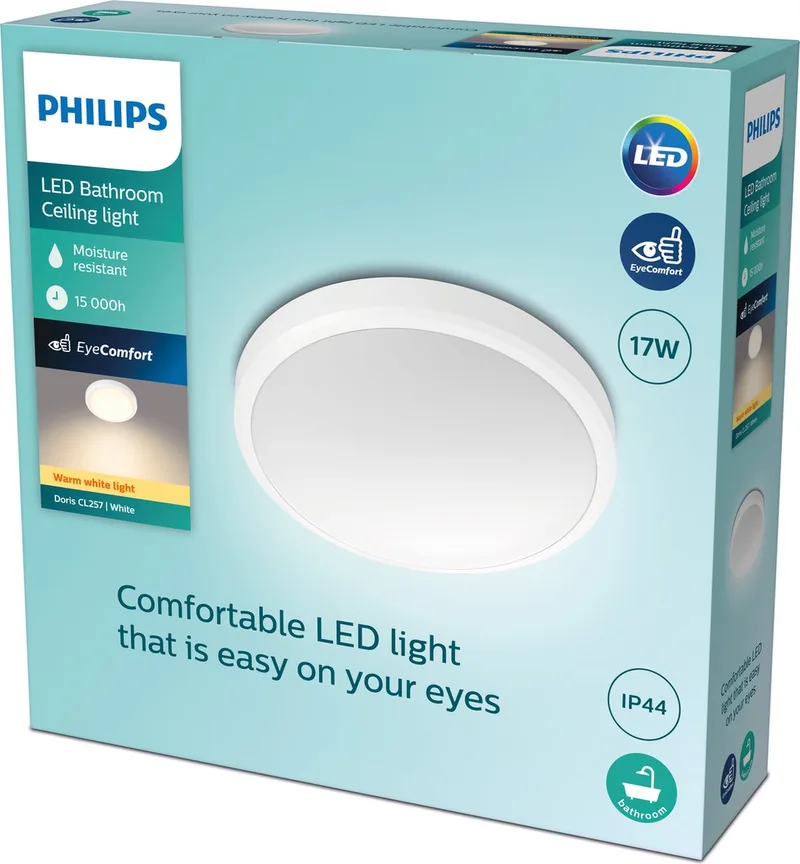 Doris badkamerplafonnière - groot - 17 W de Philips en Blanc – photo produit