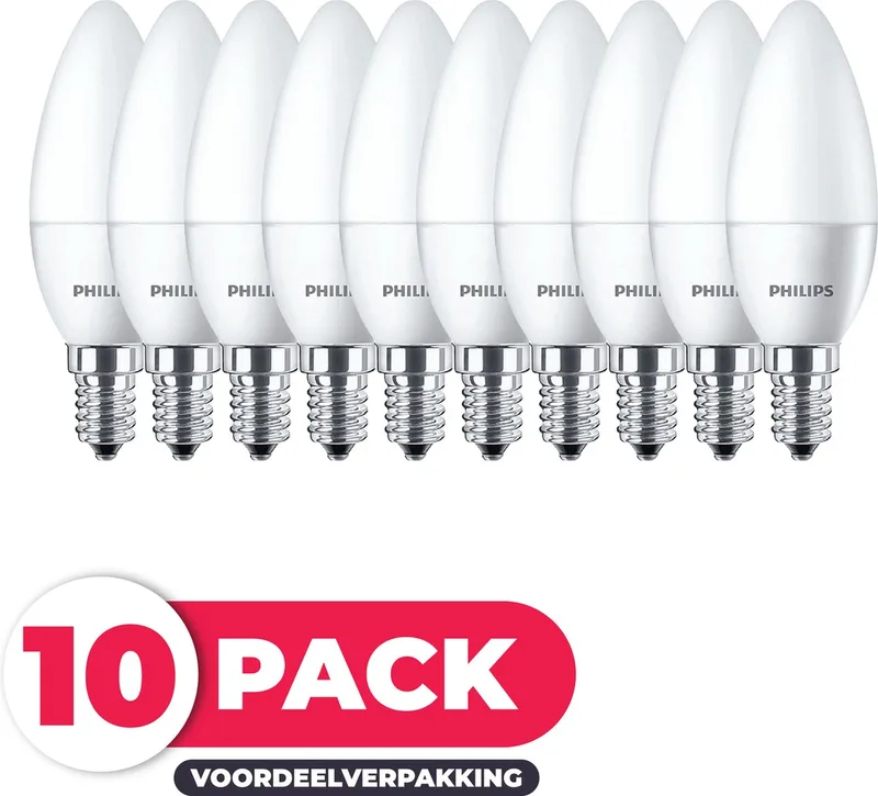 E14 - 6W (48W) - Warm Wit Licht - Niet Dimbaar - 10 stuks by Philips – product photo