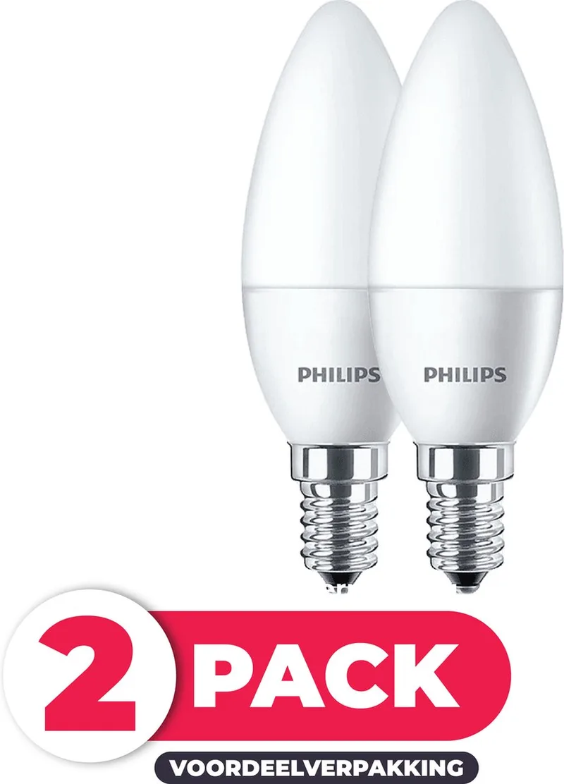 E14 - 6W (48W) - Warm Wit Licht - Niet Dimbaar - 2 stuks by Philips – product photo