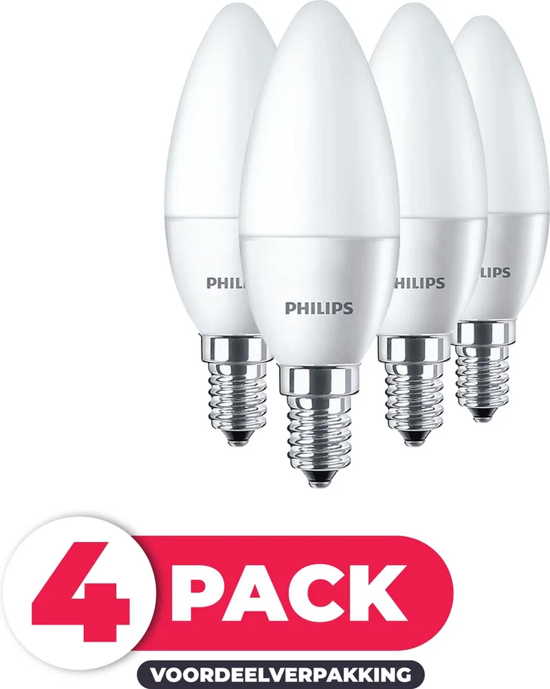 E14 - 6W (48W) - Warm Wit Licht - Niet Dimbaar - 4 stuks by Philips – product photo