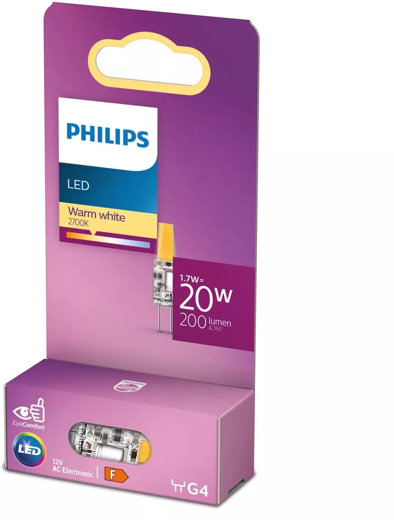 Energiezuinige Philips LED Capsule Transparant - 20 W - G4 - warmwit licht - Bespaar op energiekosten von Philips – Produktfoto