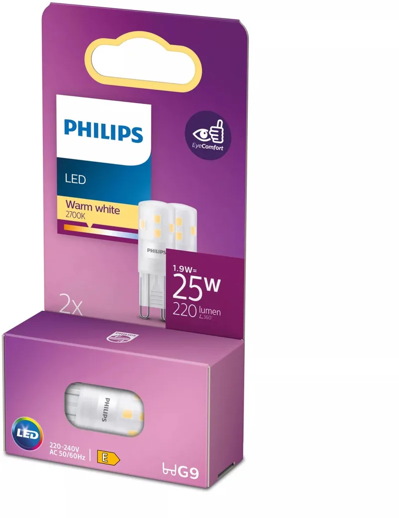 Energiezuinige Philips LED Capsule Transparant - 25 W - G9 - warmwit licht - 2 stuks - Bespaar op energiekosten fra Philips – produktbillede