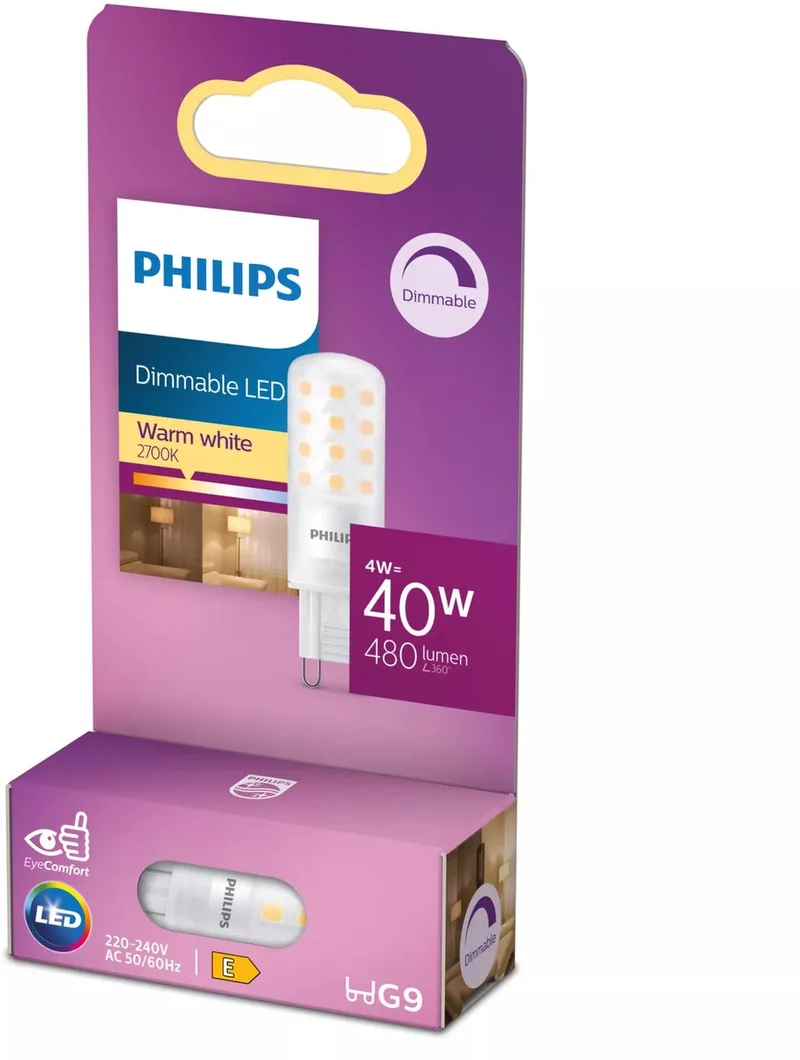 Energiezuinige Philips LED Capsule Transparant - 40 W - G9 - Dimbaar warmwit licht - Bespaar op energiekosten fra Philips – produktbillede