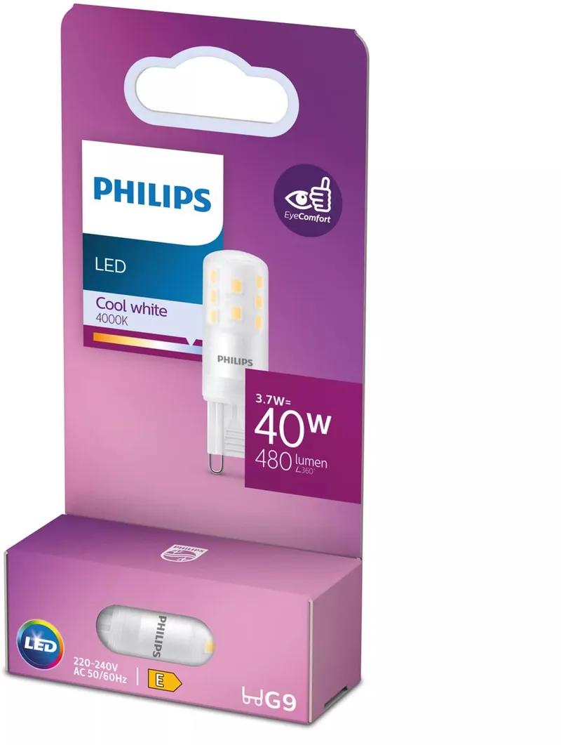 Energiezuinige Philips LED Capsule Transparant - 40 W - G9 - koelwit licht - Bespaar op energiekosten de Philips – photo produit
