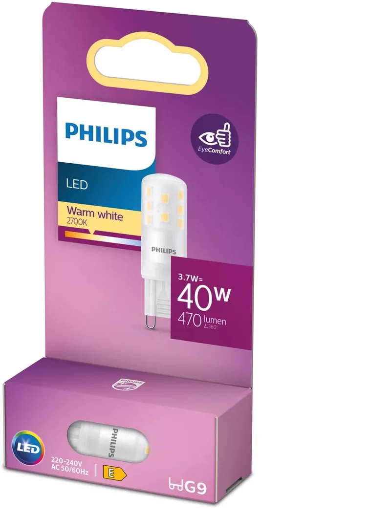 Energiezuinige Philips LED Capsule Transparant - 40 W - G9 - warmwit licht - Bespaar op energiekosten de Philips – photo produit