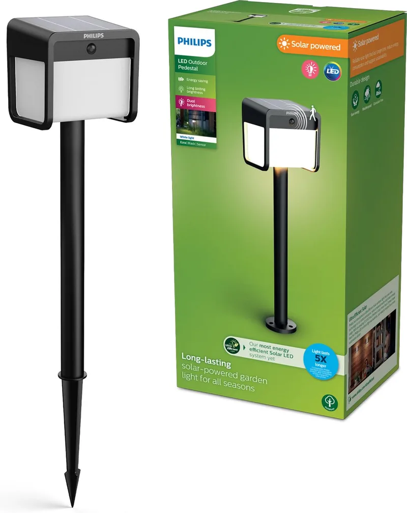 LED 929004631901 Ezra Solcells-utomhusmarkbelysning LED LED fast installerad 1.8 W Svart från Philips – produktbild